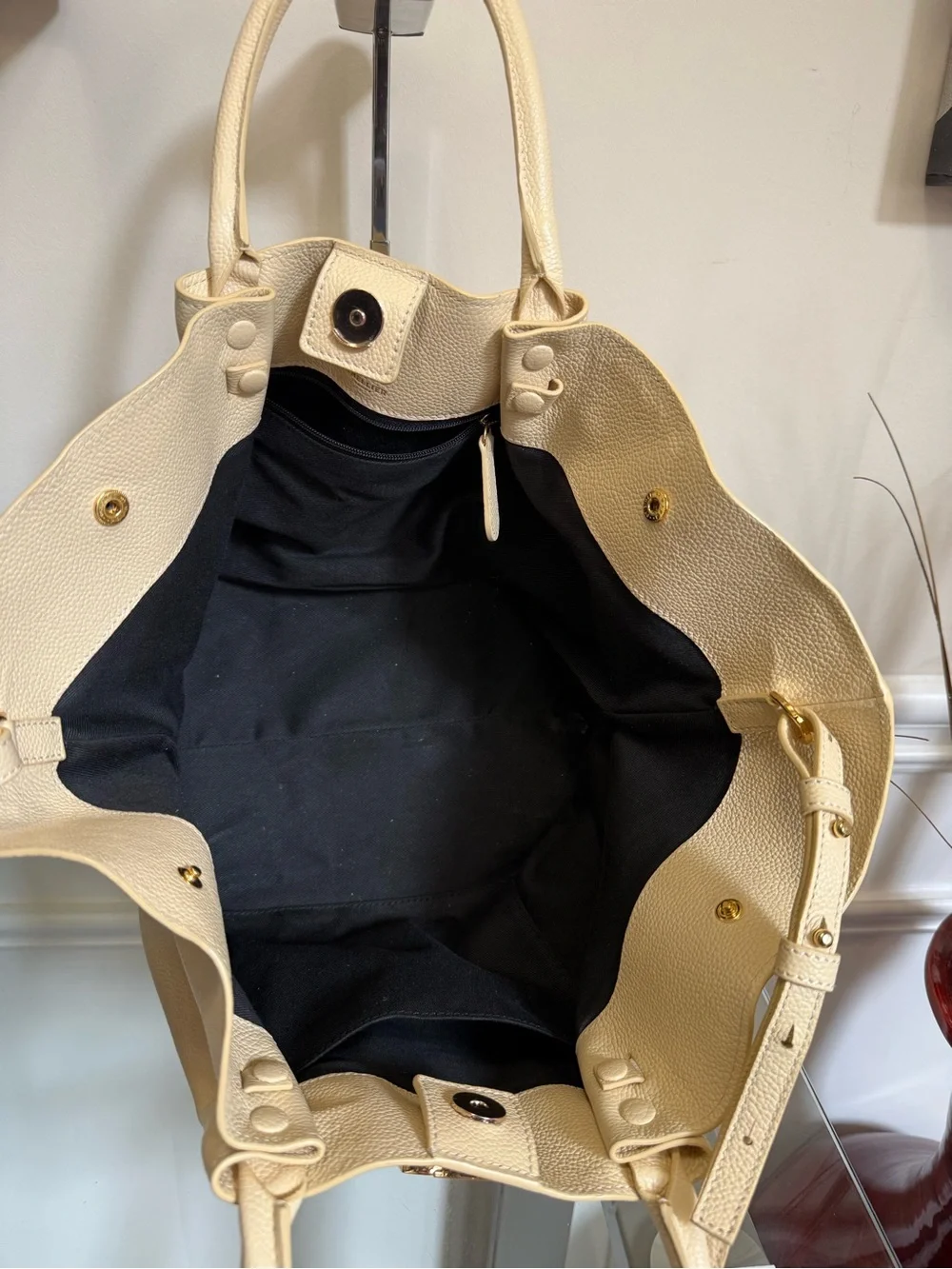 DeMellier Pale Yellow Leather Tote with Gold Hardware